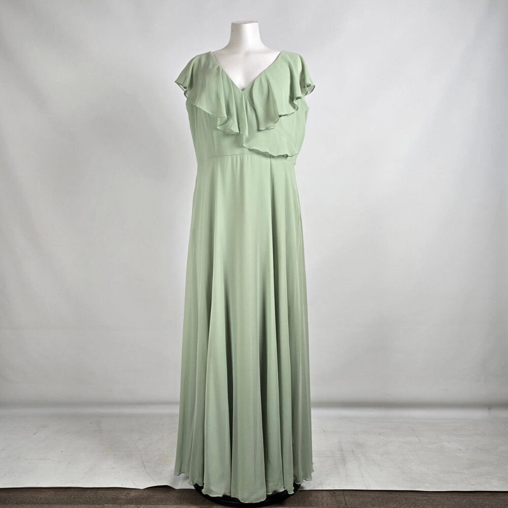 Mori Lee Sage Green Ruffle Bridesmaids Event Gown Size 20